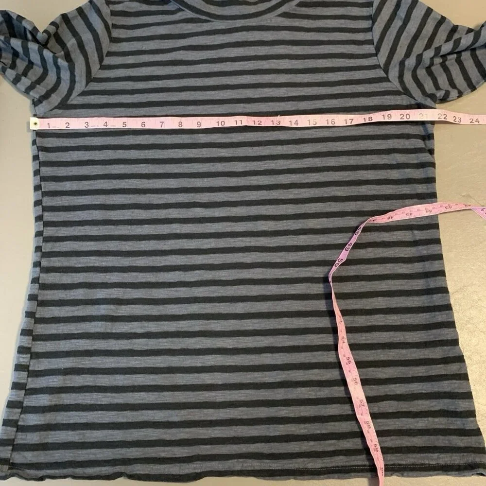 Cut Loose Womens XL Linen Blend Turtleneck Tunic Black Gray Stripe Lagenlook